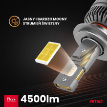 Żarówki samochodowe LED seria HP Full Canbus H7 / H18 6500K AMIO-03674