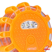 Car emergency lamp with LED flashlight function, rechargeable, 12SMD+3SMD, 650mAh (BATT), red, AMIO-04673