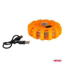 Car emergency lamp with LED flashlight function, rechargeable, 12SMD+3SMD, 650mAh (BATT), red, AMIO-04673