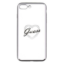 „Guess“ TPU dėklas Apple iPhone 7 Plus / 8 Plus, sidabrinis, širdelės formos