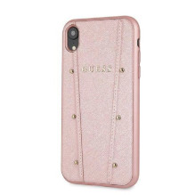 „Guess“ – „Kaia“ kietas dėklas „iPhone XR“, rožinis, auksinis „Guess“ – „Kaia“ kietas dėklas „iPhone XR“, rožinis, auksinis