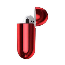 Baseus Metallic Shining Ultra-thin Silicone Protector Case with Hook for Airpods 1 / 2 Red