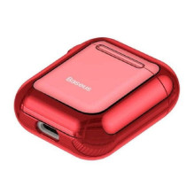 Baseus Metallic Shining Ultra-thin Silicone Protector Case with Hook for Airpods 1 / 2 Red