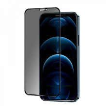 „Evelatus Apple iPhone 12 PRO Max Privacy 2.5D“ šilkinis pilnas dėklas su antistatiniu dangteliu ir Japoniški klijai