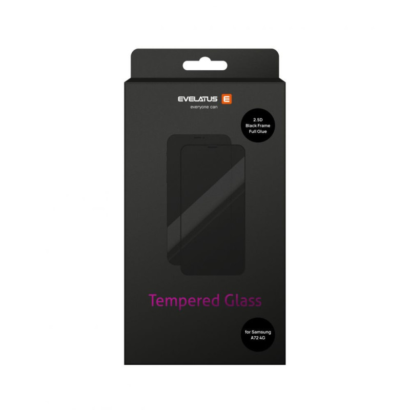 Evelatus Samsung Galaxy A72 4G 2.5D Full Cover Japan Glue Glass Anti-Static