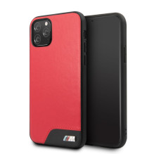 BMW Apple iPhone 11 Pro kietas dėklas, lygus PU odos, raudonas