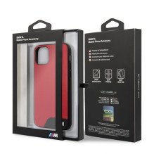BMW Apple iPhone 11 Pro kietas dėklas, lygus PU odos, raudonas