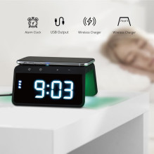 Evelatus Evelatus Wireless Charging Clock WCC01BK Black