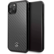 „Mercedes-Benz“ „Apple iPhone 11 Pro Max“ kietas odinis anglies pluošto dėklas, juodos spalvos „Mercedes-Benz“ „Apple iPhone 11 Pro Max“ kietas odinis anglies pluošto dėklas, juodos spalvos