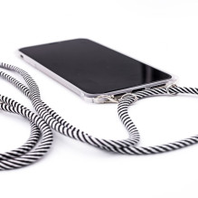 Evelatus Samsung S10 Case with rope Black Stripes Transparent