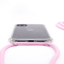 „Evelatus Apple iPhone 11“ silikoninis skaidrus dėklas su TPU dirželiu, skaidraus rožinio atspalvio