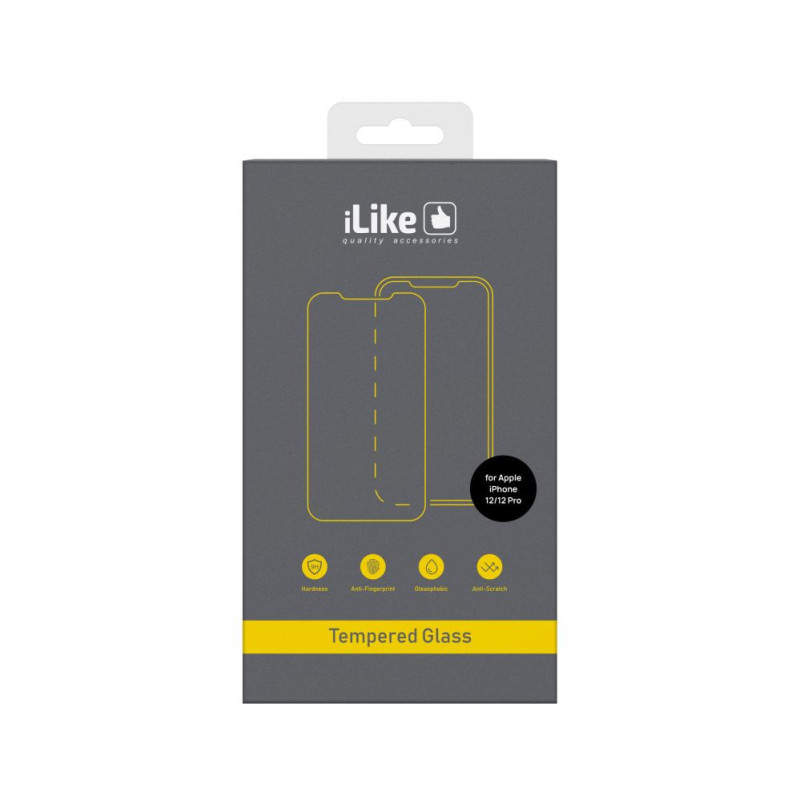 iLike Apple Apple iPhone 12 / 12 Pro 6.1' 0.33 Flat Clear Glass HD