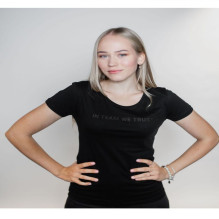 Dinamo - WOMEN'S T-SHIRT "DINAMO" WITH BLACK METALLIC PRINTING M Black