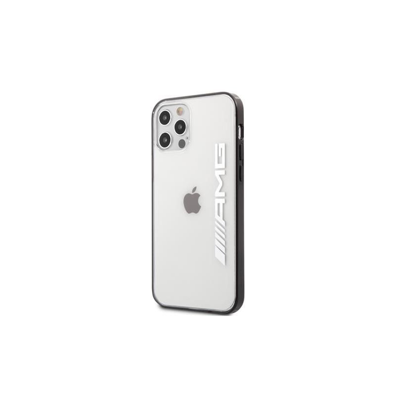 AMG Apple iPhone 12 / 12 Pro 6.1\' metalinis juodų kraštų skaidrus dėklas