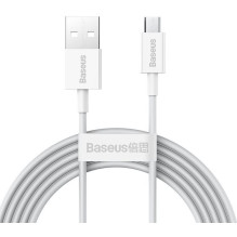 „Baseus“ – aukščiausios kokybės greito įkrovimo duomenų kabelis „MicroUSB“, 1 m, baltas