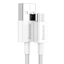 „Baseus“ – aukščiausios kokybės greito įkrovimo duomenų kabelis „MicroUSB“, 1 m, baltas