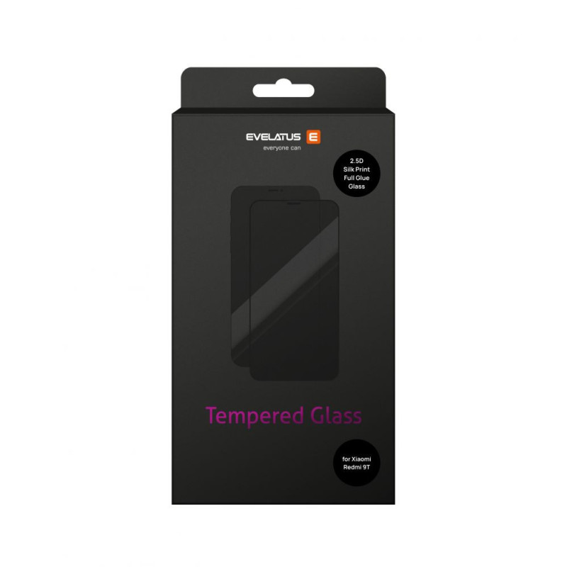 Evelatus Xiaomi Redmi 9T 2.5D Full Cover Japan Glue Glass Anti-Static
