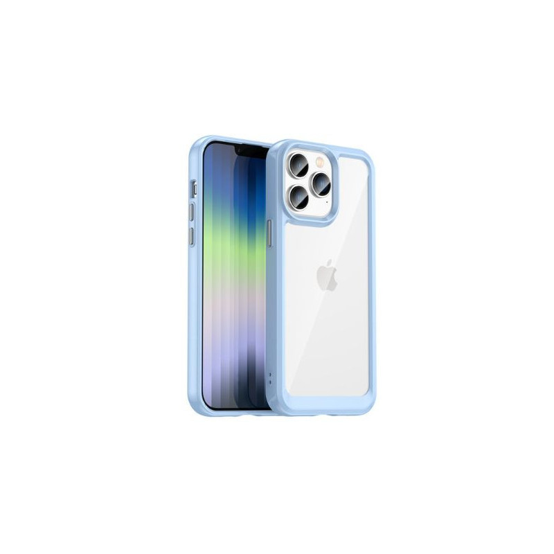 „iLike Apple iPhone 14 Pro Max“ kietas dėklas su gelio rėmeliu, permatomas mėlynas