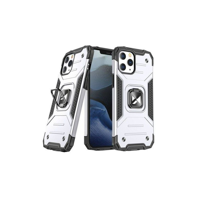 „Wozinsky“ „Apple iPhone 13 Pro Max“ žiedinis šarvinis dėklas su atramėle, tvirtas, sidabrinis