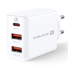 Evelatus Evelatus Travel Charger EU Wall 3 Ports 32W USB-C / USB-A2 ETC06 White