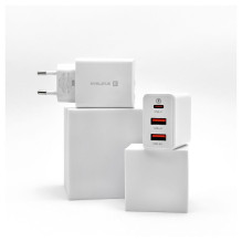 „Evelatus Evelatus“ kelioninis įkroviklis, sieninis, ES, 3 prievadai, 32 W, USB-C / USB-A2, ETC06, baltas