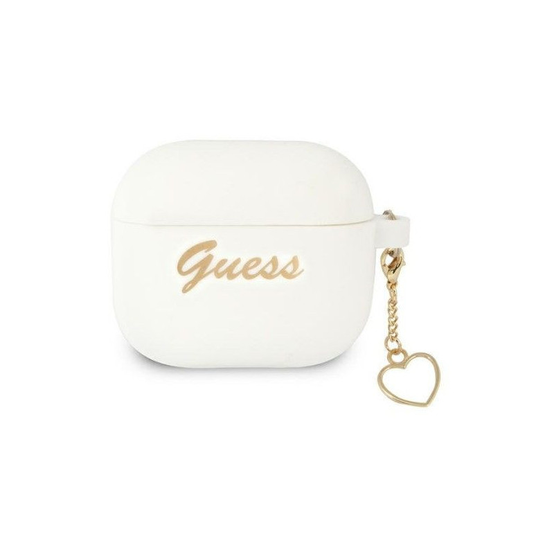 Guess Apple AirPods 3 cover Silicone Charm Heart Collection White