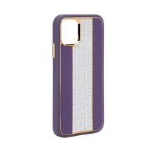 „iLike Apple iPhone 11“ deimantinis ir odinis dėklas, violetinis