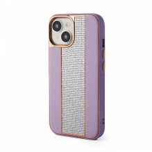 „iLike Apple iPhone 15“ deimantinis ir odinis dėklas, smėlio spalvos „iLike Apple iPhone 15“ deimantinis ir odinis dėklas, smėlio spalvos