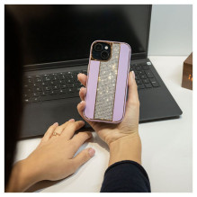 „iLike Apple iPhone 15“ deimantinis ir odinis dėklas, smėlio spalvos „iLike Apple iPhone 15“ deimantinis ir odinis dėklas, smėlio spalvos