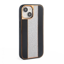 „iLike Apple iPhone 15“ deimantinis ir odinis dėklas, juodas „iLike Apple iPhone 15“ deimantinis ir odinis dėklas, juodas