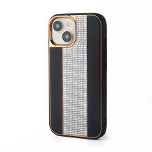 iLike Apple iPhone 15 Diamonds and Leather Case Black iLike Apple iPhone 15 Diamonds and Leather Case Black