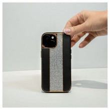 „iLike Apple iPhone 15“ deimantinis ir odinis dėklas, juodas „iLike Apple iPhone 15“ deimantinis ir odinis dėklas, juodas