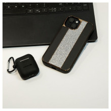 „iLike Apple iPhone 15“ deimantinis ir odinis dėklas, juodas „iLike Apple iPhone 15“ deimantinis ir odinis dėklas, juodas