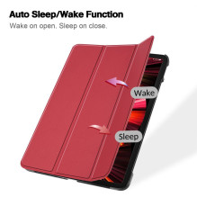 iLike iPad Air 4 10.9 / iPad Air 5 Tri-Fold Eco-Leather Stand Case Coral Pink