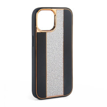 iLike Apple iPhone 15 Pro Diamonds and Leather Case Black iLike Apple iPhone 15 Pro Diamonds and Leather Case Black
