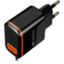 Canyon Wall Charger With USB TYPE C CABLE , 2.1A Black Canyon Wall Charger With USB TYPE C CABLE , 2.1A Black