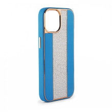 iLike Apple iPhone 15 Pro Diamonds and Leather Case Blue iLike Apple iPhone 15 Pro Diamonds and Leather Case Blue