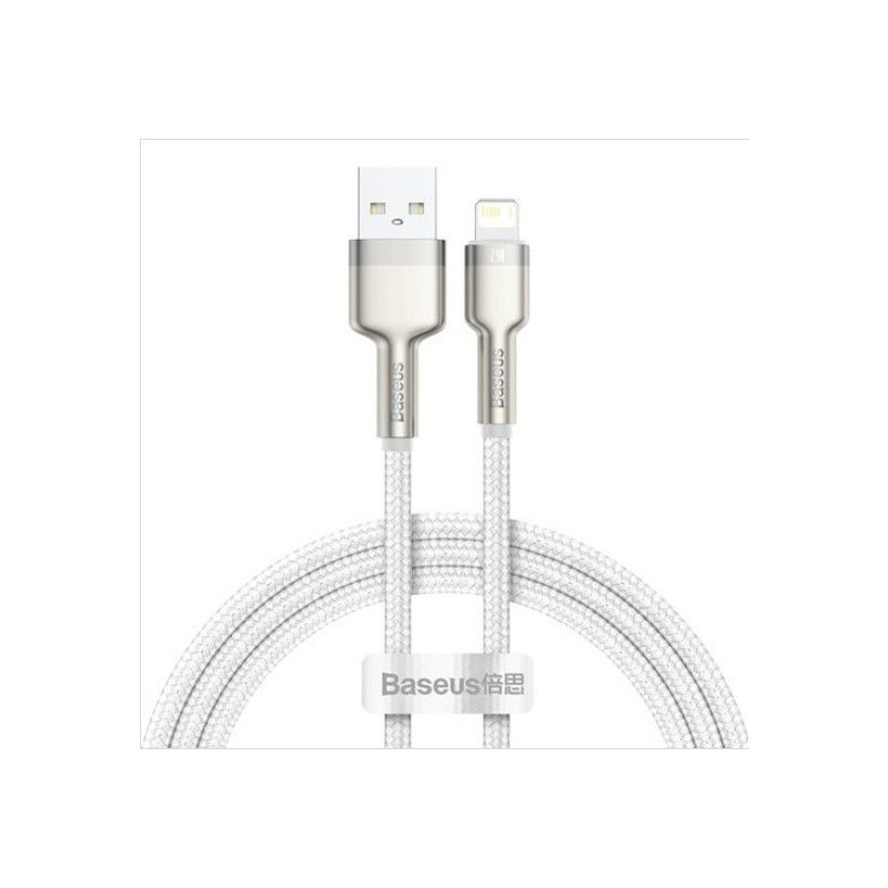 „Baseus“ „Cafule Metal“ USB - „Lightning“ laidas 1,0 m 2,4A, baltas