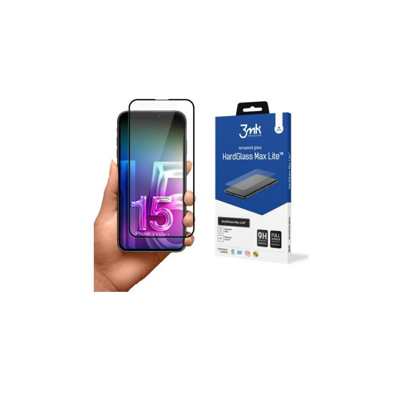 3MK Apple iPhone 15 HardGlass Max Lite Black