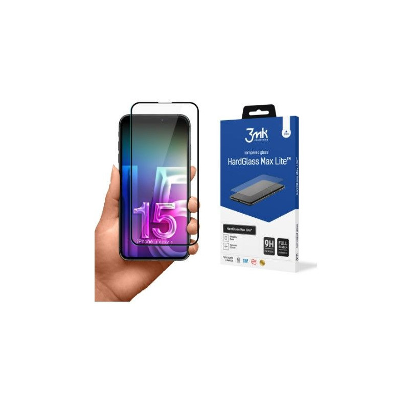 3MK Apple iPhone 15 Plus kieto stiklo Max Lite juodas