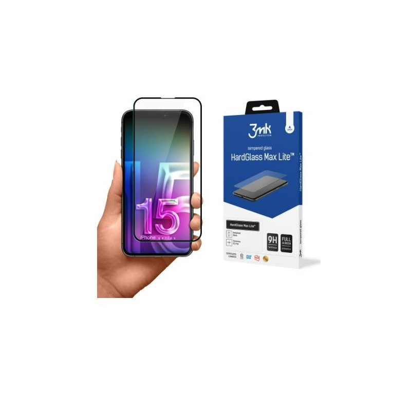 3MK Apple iPhone 15 Pro kieto stiklo Max Lite juodas