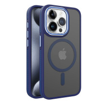 iLike Apple iPhone 15 DUAL METAL FRAME MAGSAFE CASE Blue