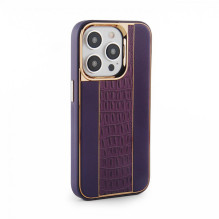 iLike Apple iPhone 15 Pro Leather Case Customized Plum