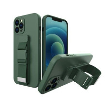 „iLike Samsung Galaxy A22 5G“ virvės dėklas su geliu, TPU oro pagalvės dėklu ir dirželiu, tamsiai žalias