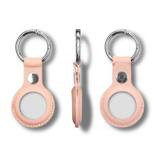 iLike AirTag PU Leather Key Ring Keychain Case Pink