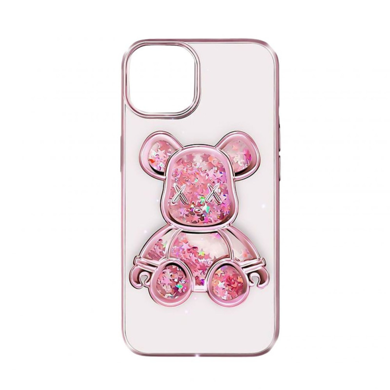 iLike Apple iPhone 14 Silicone Case Print Desire Bear Pink