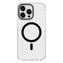 „Evelatus“ skaidrus „Apple iPhone 15 Pro Max“ dėklas, skirtas PC+TPU su „MagSafe“ ir permatomu, juodu dangteliu.