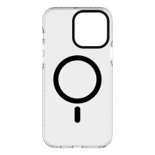 „Evelatus“ skaidrus „Apple iPhone 15 Pro Max“ dėklas, skirtas PC+TPU su „MagSafe“ ir permatomu, juodu dangteliu.