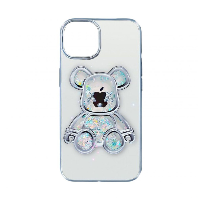 iLike Apple iPhone 15 Silicone Case Print Desire Bear Silver