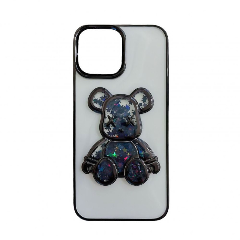 iLike Apple iPhone 15 Silicone Case Print Desire Bear Black